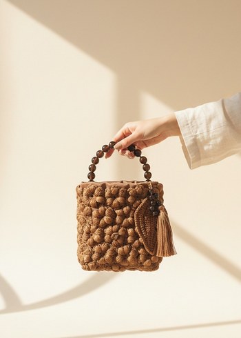 Bohem Püsküllü Örgü Kadın Çanta - Görsel 2