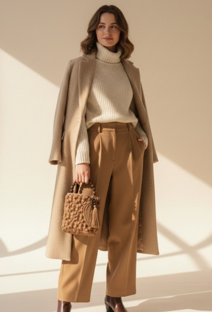 Bohem Püsküllü Örgü Kadın Çanta - Görsel 3