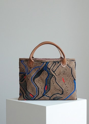 %100 el işçiliğş Kahverengi Kadın Örgü Çanta - Görsel 3