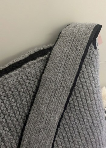 Gri Örgü Bohem Kadın Çanta - Görsel 4