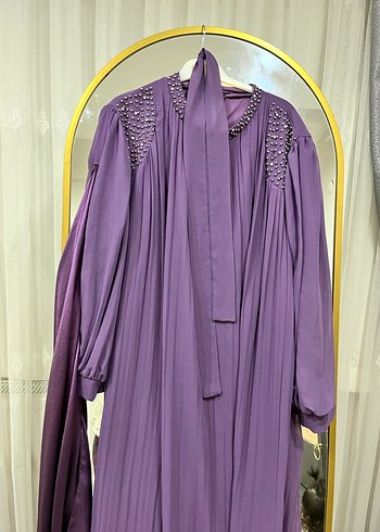 Pliseli mor abiye şal ile birlikte - Görsel 2