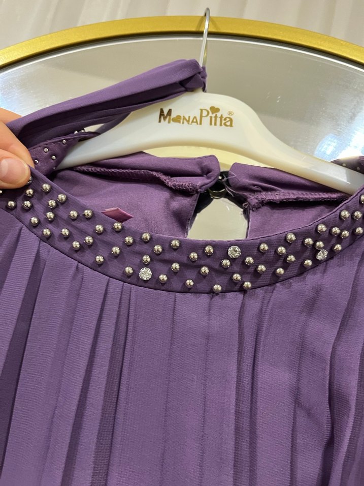 Pliseli mor abiye şal ile birlikte - Görsel 4