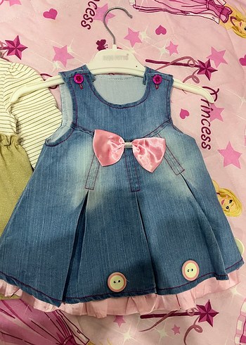 Nakışlı Kot Kız Elbisesi Renkli Fırfırlı - Görsel 4