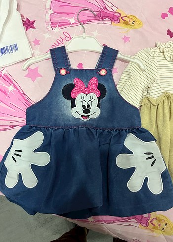 Nakışlı Kot Kız Elbisesi Renkli Fırfırlı - Görsel 2