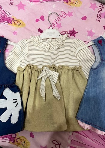 Nakışlı Kot Kız Elbisesi Renkli Fırfırlı - Görsel 3