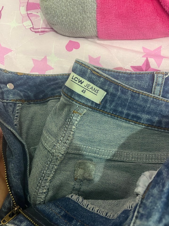 Kadın Pastel Renk Loose Fit Midi Kot Pantolon - Görsel 5