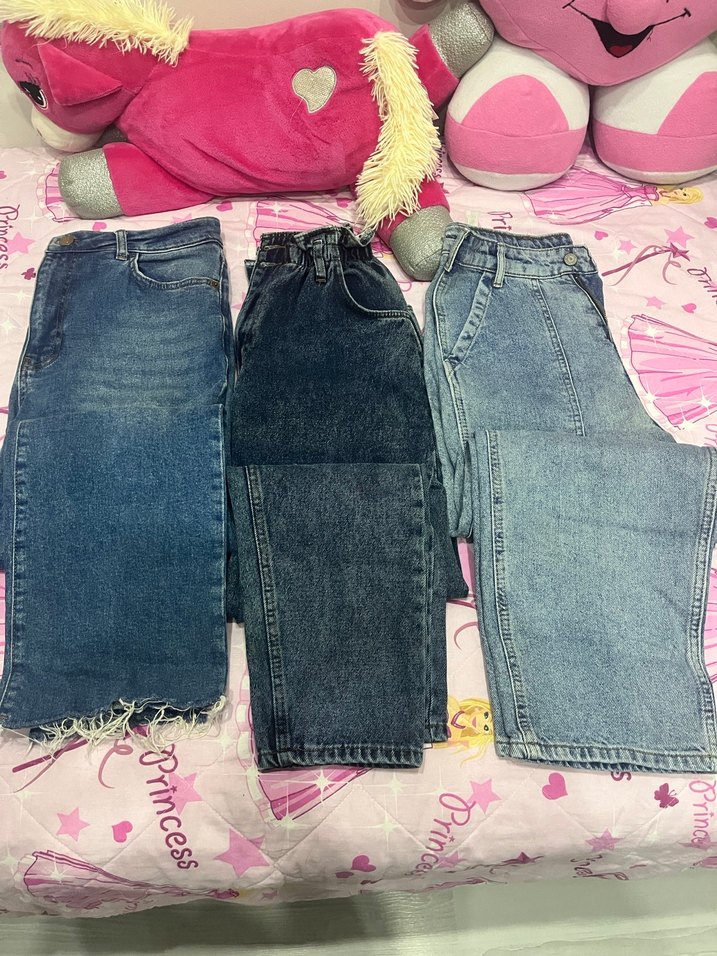 Kadın Pastel Renk Loose Fit Midi Kot Pantolon - Görsel 3