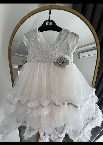 Kız Çocuk Fırfırlı Beyaz kabarık gelinlik - Görsel 2