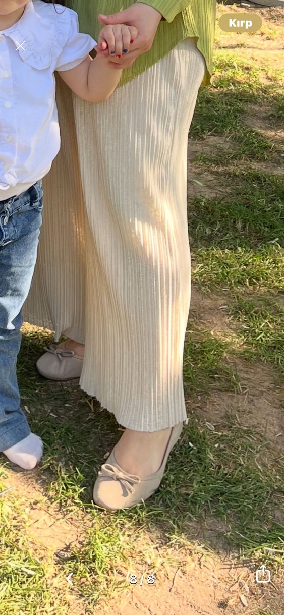 Bej Kadın Keten Pilili Rahat Pantolon - Görsel 4