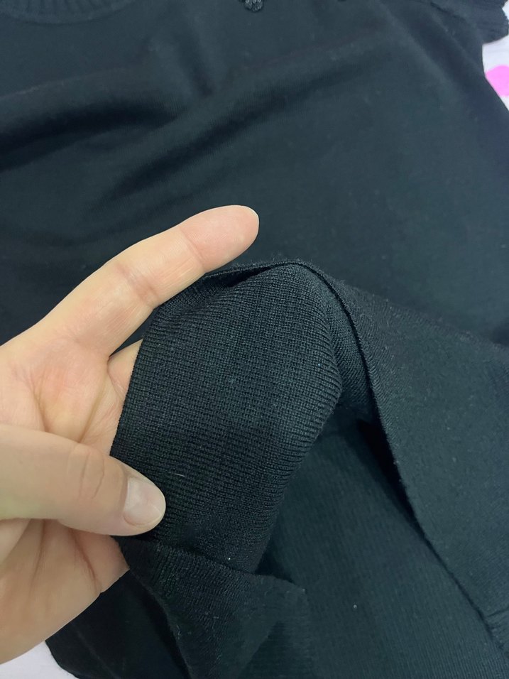 Siyah Kısa Kollu Mini Triko T-shirt - Görsel 3