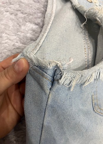 Nakışlı, Kolsuz Gri Kadın Kot Ceket - Görsel 5