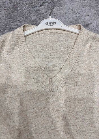 Kot Kollu Bej Triko Kadın Kazak - Görsel 3