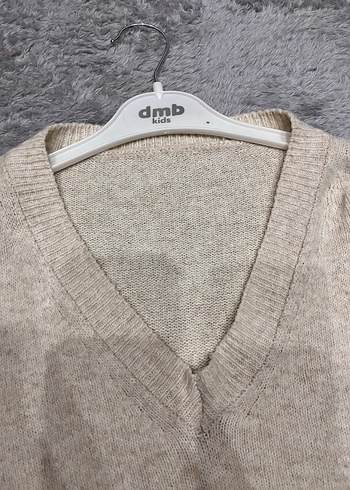 Kot Kollu Bej Triko Kadın Kazak - Görsel 4