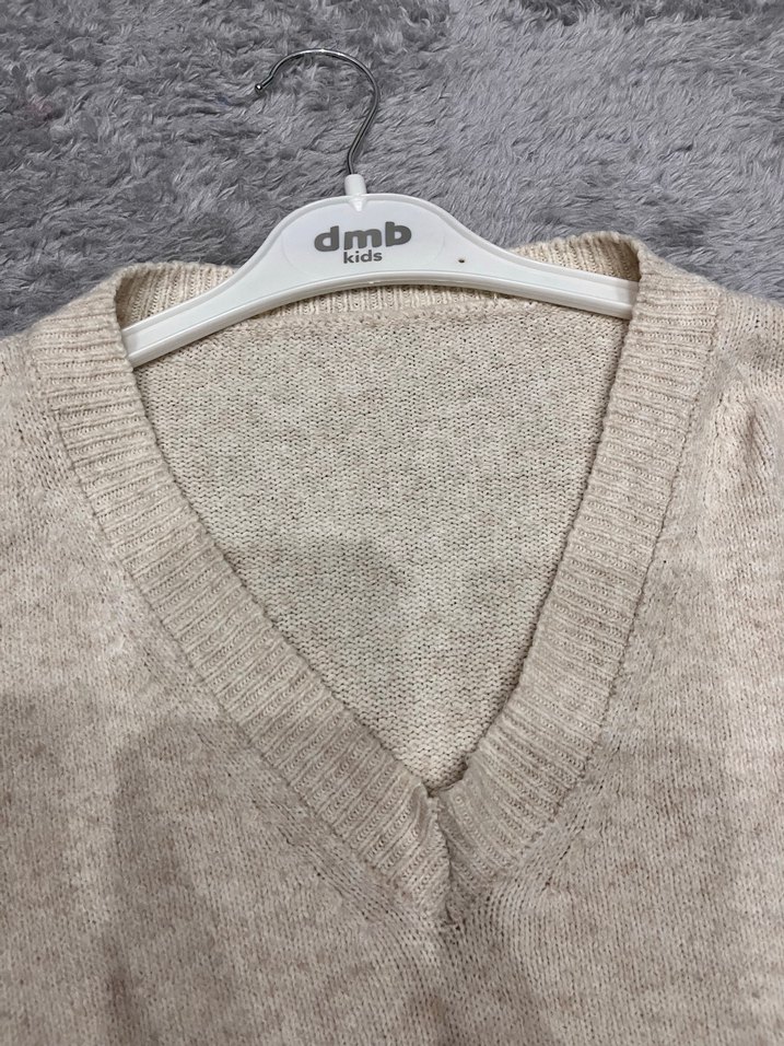 Kot Kollu Bej Triko Kadın Kazak - Görsel 4