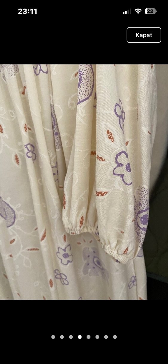 Bohem Beyaz Uzun Kollu Uzun Elbise - Görsel 4