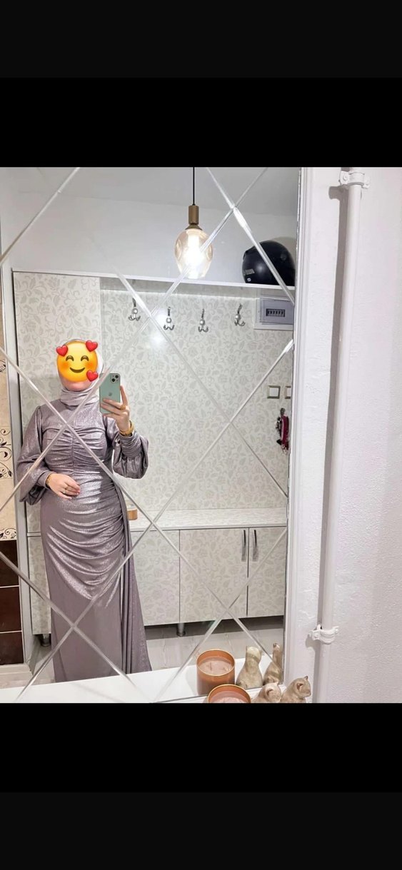 Gri Drapeli Uzun Abiye Elbise - Görsel 2