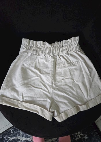 Beyaz Keten Mini Şort - Görsel 2