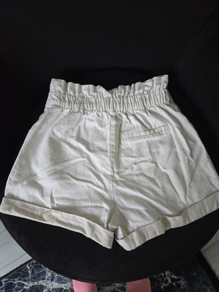 Beyaz Keten  Mini Şort - Görsel 2