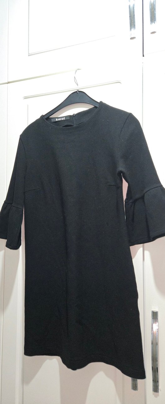 Karol Kadın Siyah Piliseli Midi Elbise - Görsel 3