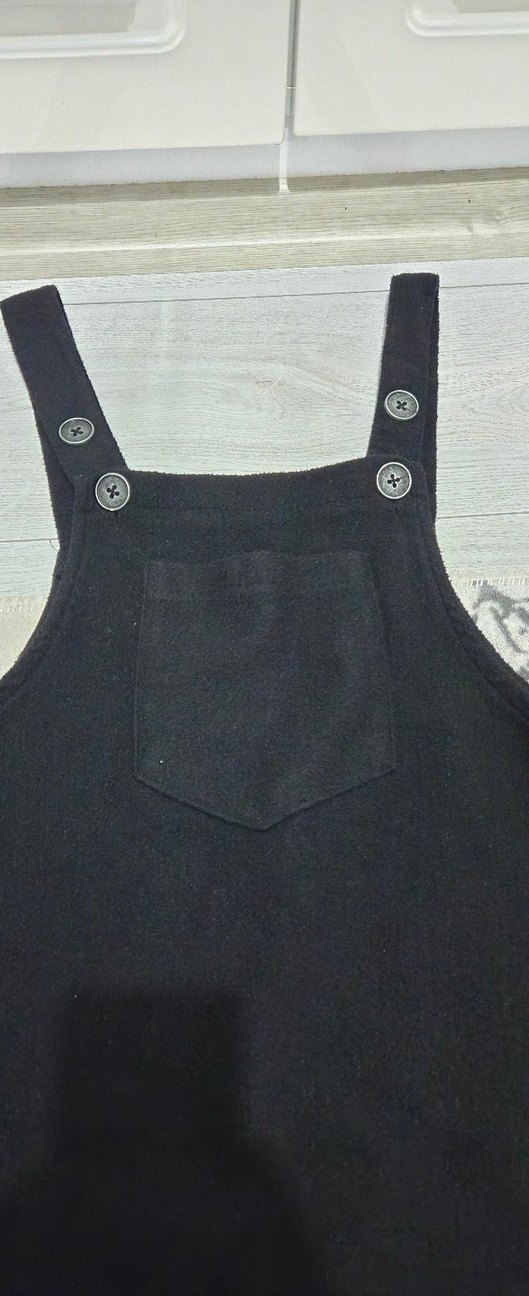 Kız Siyah Düğmeli Kolsuz Tulum - Görsel 4