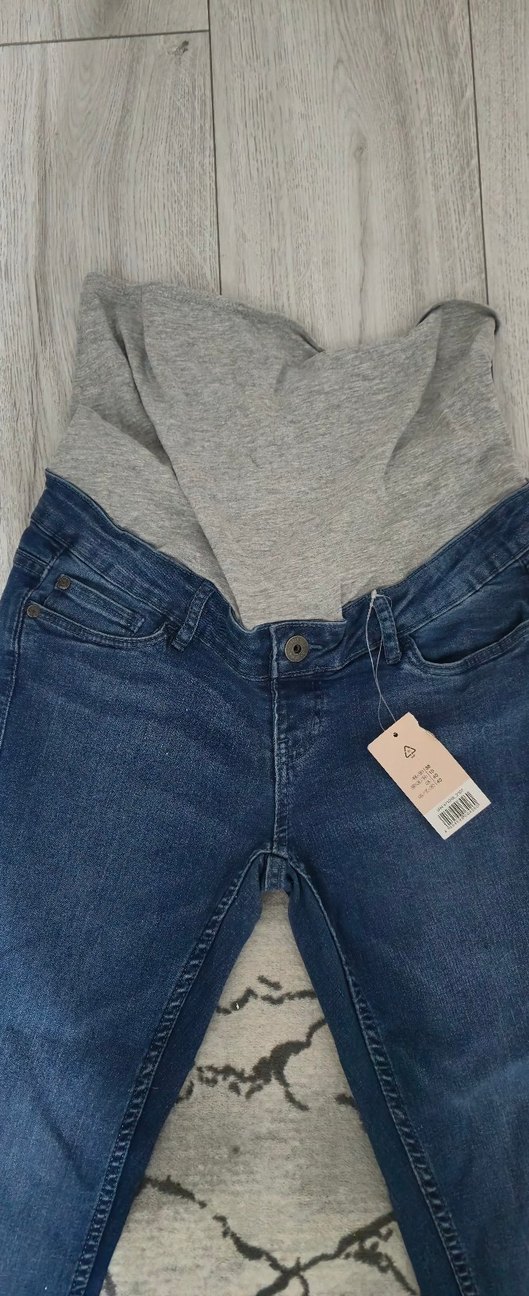 Gri Bel Destekli Hamile Kot Pantolon - Görsel 2