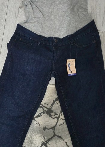 Gri Bel Destekli Hamile Kot Pantolon - Görsel 2