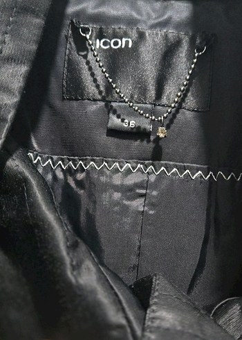 Icon marka Kadın Siyah Deri Midi Trençkot - Görsel 2