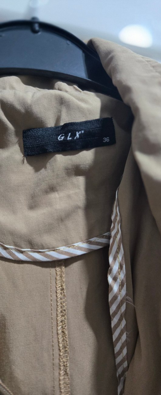 Bej Düğmeli Uzun Keten Trençkot - Görsel 4