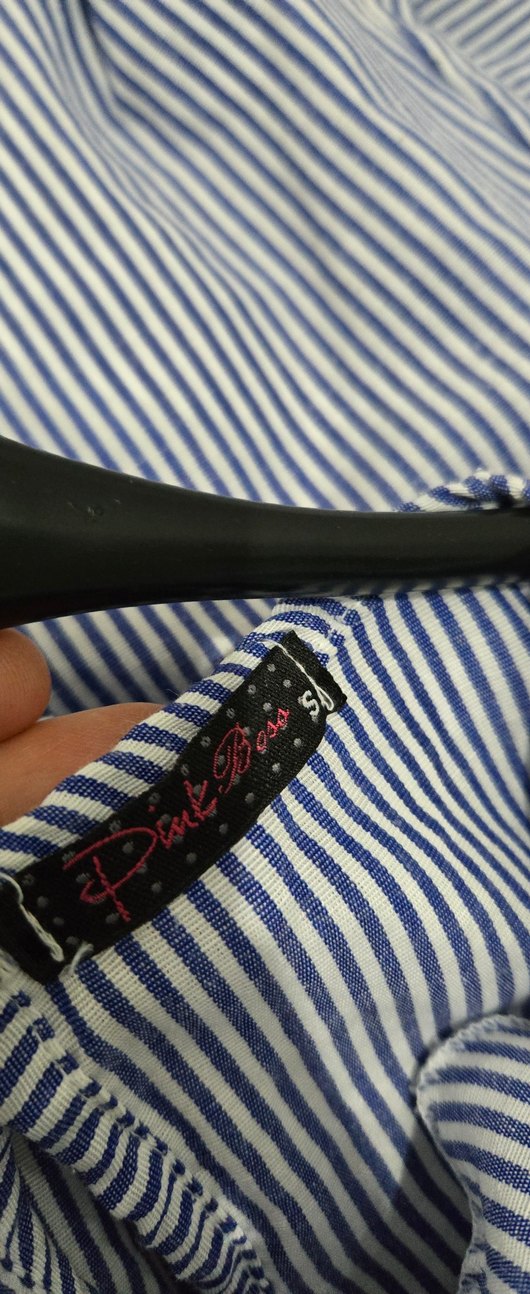 mavi beyaz çizgili midi elbise - Görsel 4