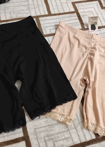 Dantel Detaylı Hamile Şortu - Siyah ve Bej - Görsel 2