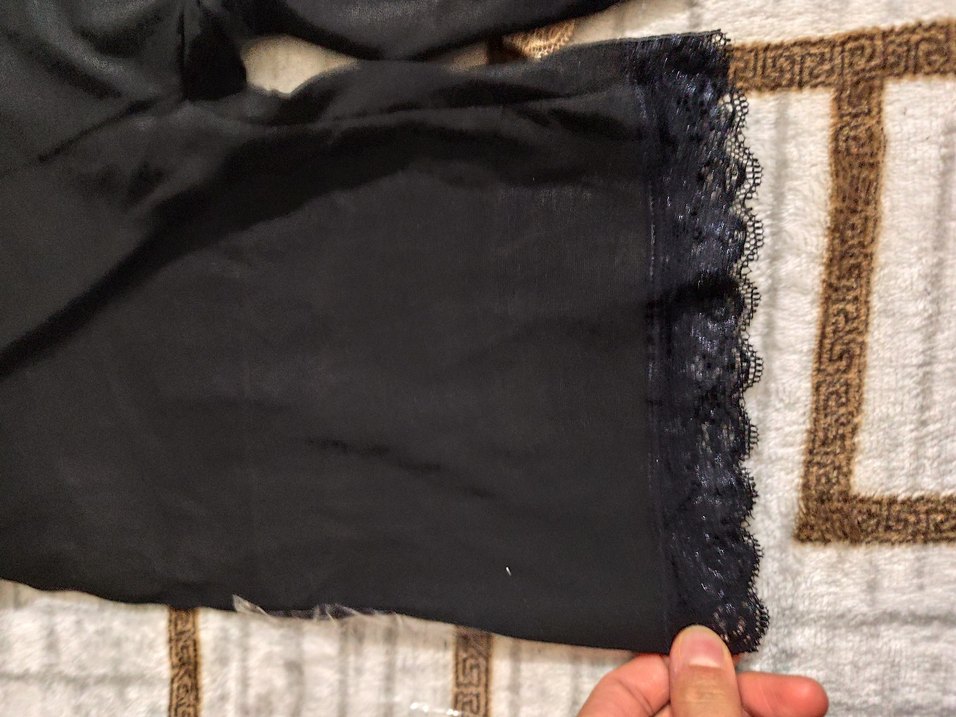 Dantel Detaylı Hamile Şortu - Siyah ve Bej - Görsel 5