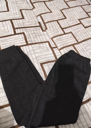 Düğmeli Bol Kesim Gri Kadın Eşofman Altı erkek - Görsel 5