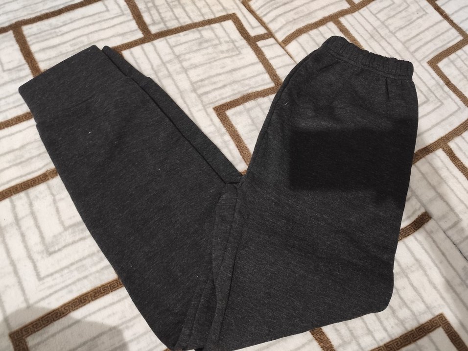 Düğmeli Bol Kesim Gri Kadın Eşofman Altı erkek - Görsel 3