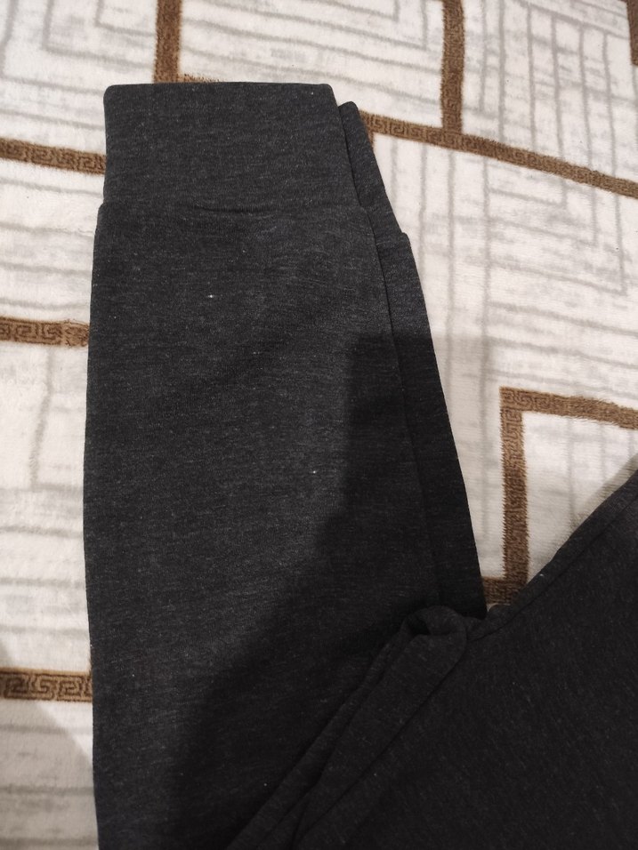 Düğmeli Bol Kesim Gri Kadın Eşofman Altı erkek - Görsel 2