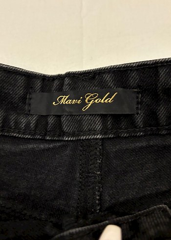 Düğmeli Siyah Mini Kot Şort - Görsel 5