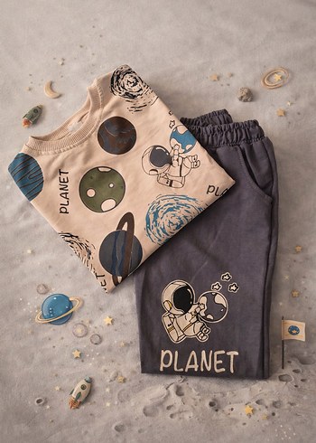 Gezegen Desenli Erkek Eşofman Takımı - Görsel 2