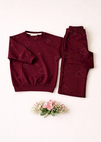 Bordo Kız Eşofman Takımı - Görsel 3