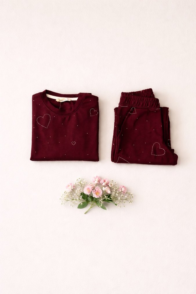 Bordo Kız Eşofman Takımı - Görsel 2