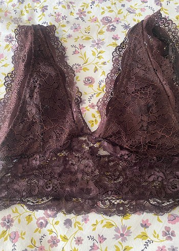 Bordo Dantel Bohem Bralet - Görsel 2