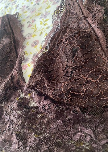 Bordo Dantel Bohem Bralet - Görsel 3