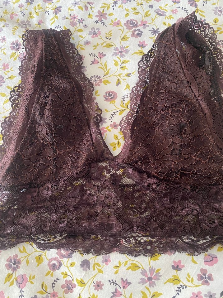 Bordo Dantel Bohem Bralet - Görsel 2