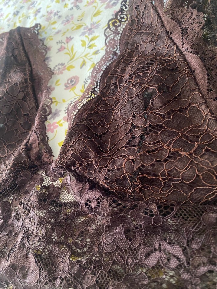 Bordo Dantel Bohem Bralet - Görsel 3