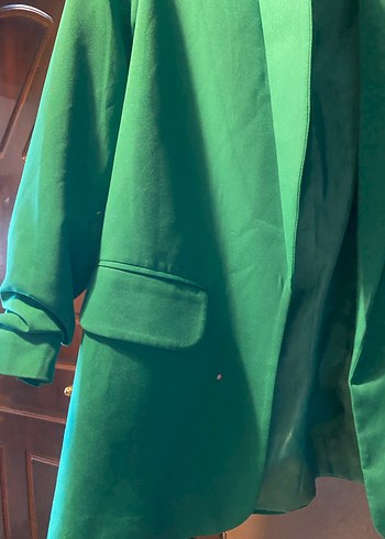 Yeşil Düğmeli Midi Kadın Blazer Ceket - Görsel 4