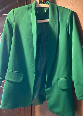 Yeşil Düğmeli Midi Kadın Blazer Ceket - Görsel 5