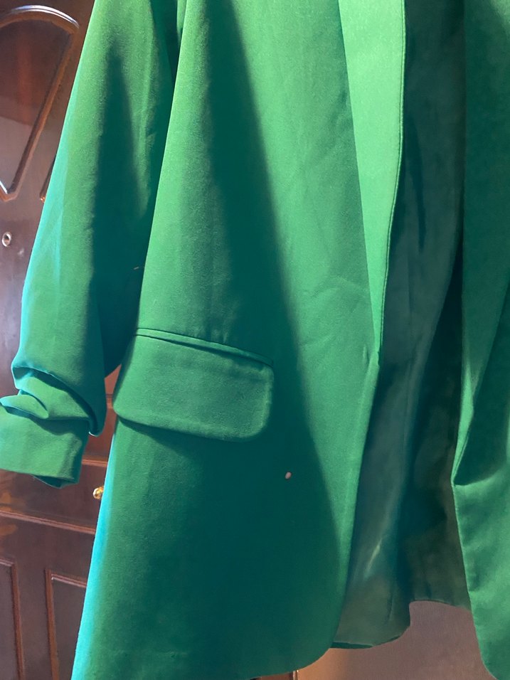 Yeşil Düğmeli Midi Kadın Blazer Ceket - Görsel 4