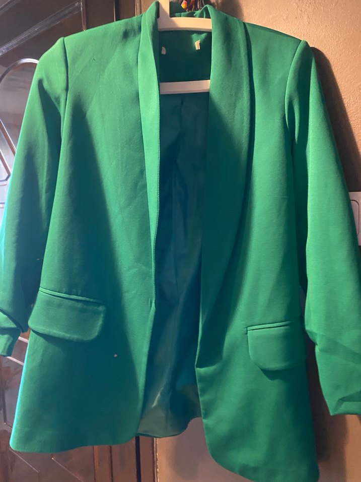 Yeşil Düğmeli Midi Kadın Blazer Ceket - Görsel 5