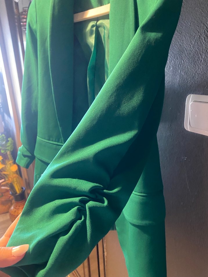 Yeşil Düğmeli Midi Kadın Blazer Ceket - Görsel 2