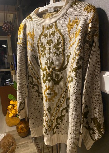 Bohem Desenli Örgü Kadın Kazak - Görsel 3