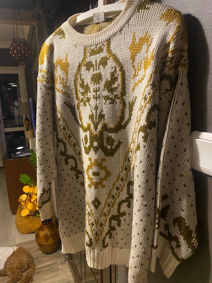 Bohem Desenli Örgü Kadın Kazak - Görsel 3