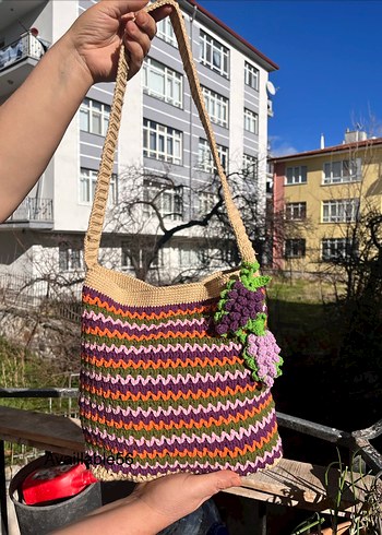 Renkli Bohem Örgü Kadın Çanta - Görsel 7